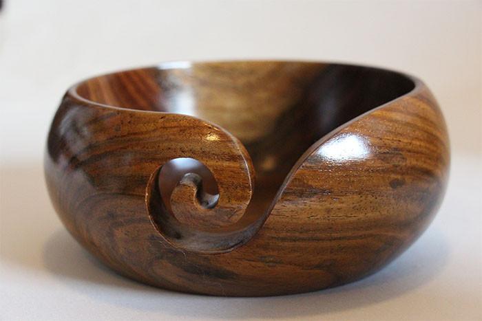 Wooden Yarn Bowl Hand Made With Sheesham Wood For Knitting And